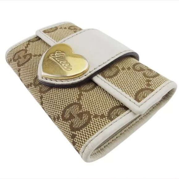 GUCCI key case lovely heart with GG canvas Authentic Used - Picture 14 of 16